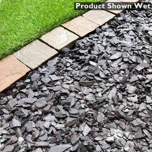 20mm Blue Slate Chippings Shown Wet