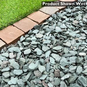 20mm Green Slate Chippings Shown Wet