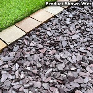 20mm Plum Slate Chippings Shown Wet