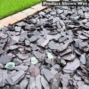 40mm Blue Slate Chippings Shown Wet