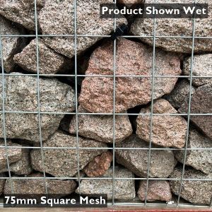 Pink Grey Granite Gabion Stone Shown Wet