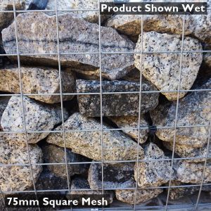 Silver Granite Gabion Stone Shown Wet