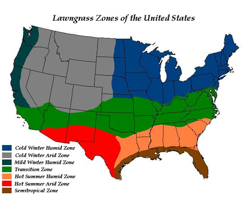 lawngrass zones USA